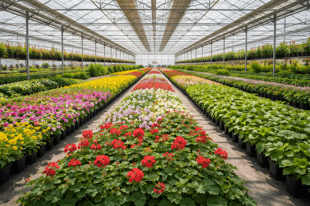 01 Vibrant flowers in a modern greenhouse (1)