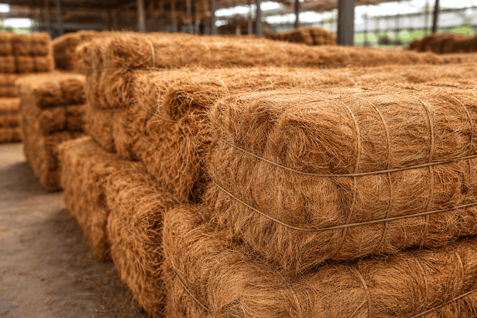 05 Coir fibre bundles in processing facility